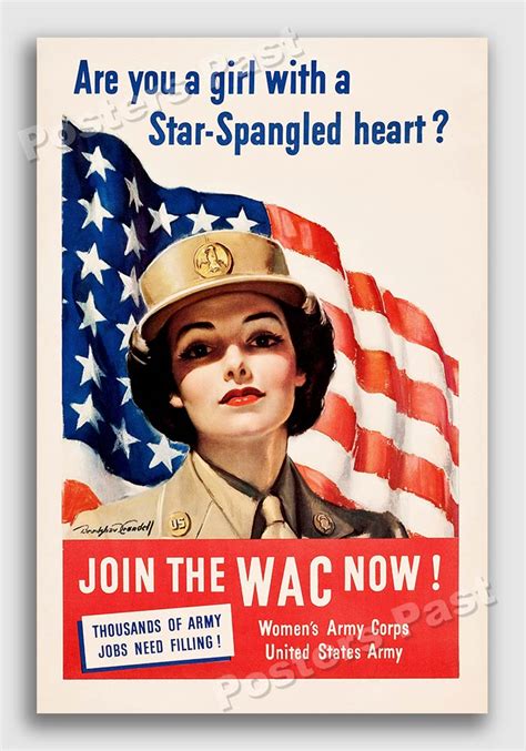 1940s Join The Wac Now Wwii Historic Propaganda War Poster 16x24