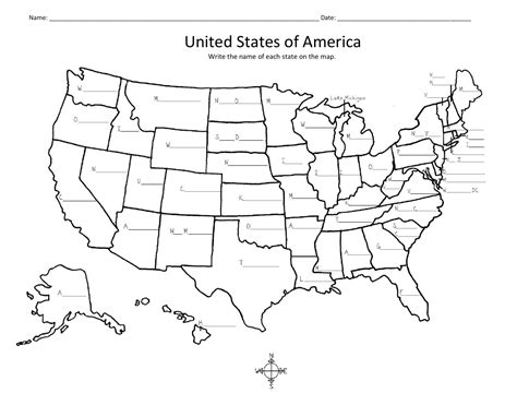 Write The Name Of Each State On The Map Teaching Resources America