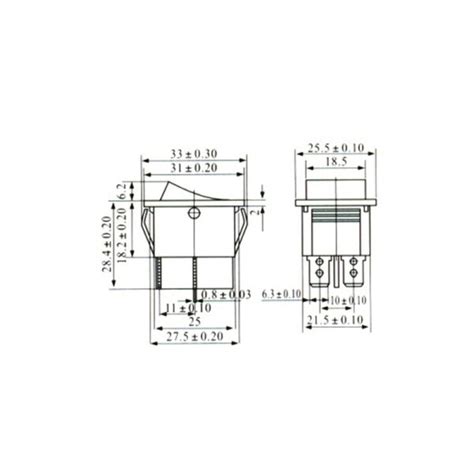 Interruptor 4 Pin On Off Con Luz Rojo 220v Rectangular Kcd4 Spst 16a