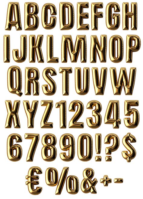 Golden Balloon Font Funny Alphabet