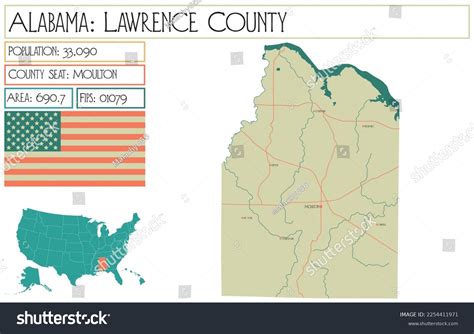 Large Detailed Map Lawrence County Alabama Stock Vector Royalty Free