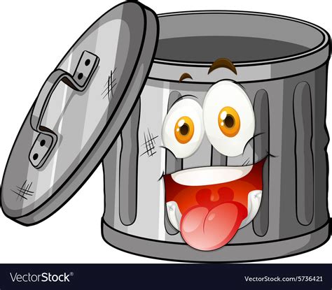 Trashcan With Smiling Face Royalty Free Vector Image