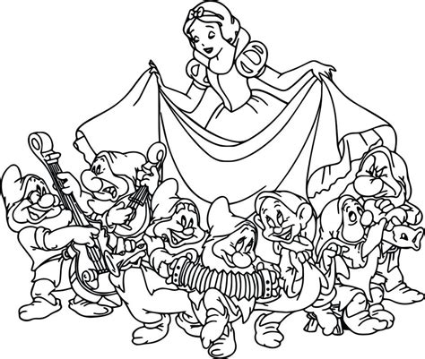 Snow White And The Seven Dwarfs Coloring Pages At