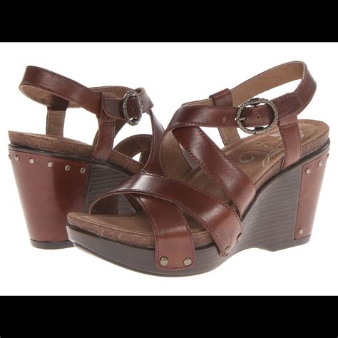 dansko shoes {dansko} frida brown leather strappy wedges color black brown size 8