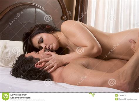 Loving Young Nude Erotic Sensual Couple In Bed Stock
