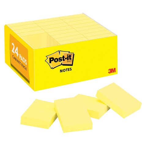 post it notes value pack 1 3 8 x 1 7 8 canary yellow 24 pads