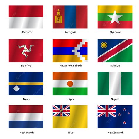 Premium Vector Set Flags Of World Sovereign States Vector Illustration