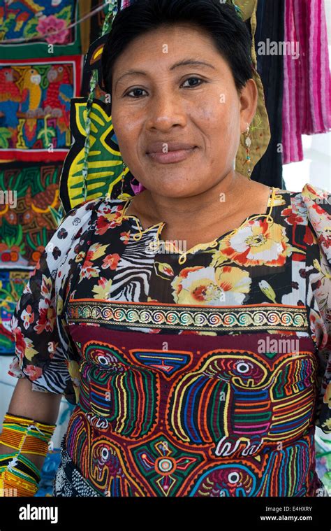 Portrait Of Kuna Women Sell Their Molas To The Tourists Panama City