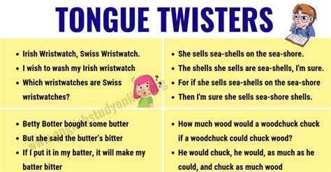 Tongue Twisters 65 Popular Tongue Twisters To Improve Your