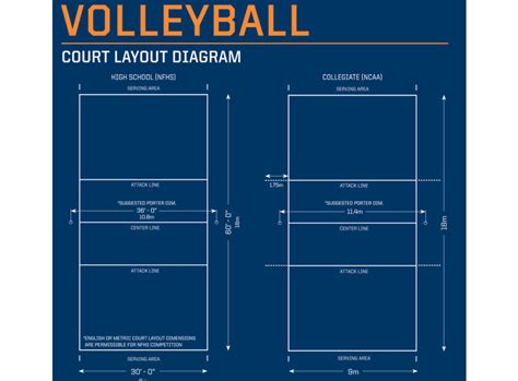 Volleyball Court Dimensions Size Guide Vector Illustration Layout