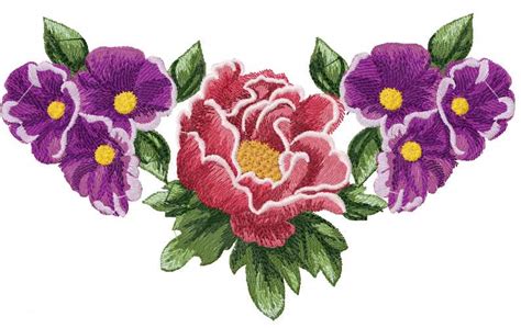Violet flowers free machine embroidery design 2 - Free embroidery ...