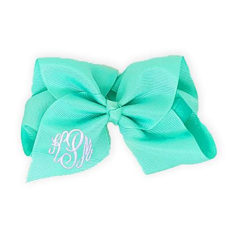 Green Personalized Hair Bow Monogrammed Grosgrain Hairbow Etsy