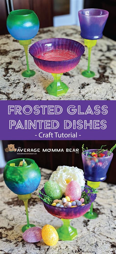 Frosted Glass Painted Dishes Craft Tutorial Frosted Glass Paint Glass Ornaments Glass Painting