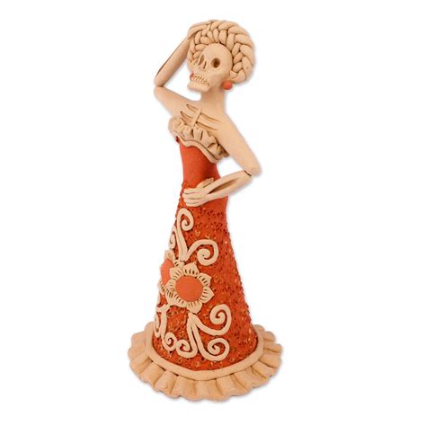 Handcrafted Ceramic Floral Catrina Figurine From Mexico Catrina