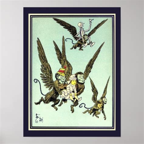 Vintage Wizard Of Oz Flying Monkeys With Dorothy Poster Zazzle