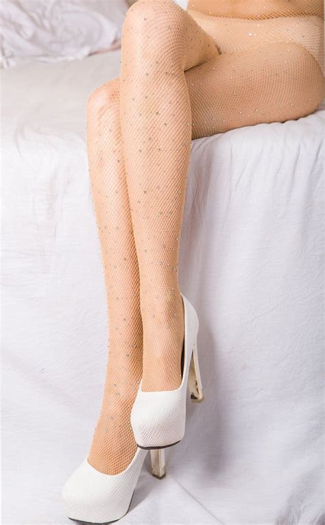 Womens Fishnet Stockings Sparkle Glitter Rhinestone Pantyhose Tights
