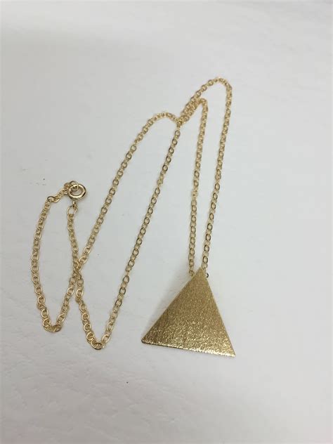 Stevie Nicks Triangle Pyramid Necklace Pyramid Pendant Sterling Silver With 24k Gold Plating