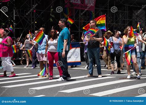 manhattan new york june 2017 group of people in the gay pride parade editorial stock image