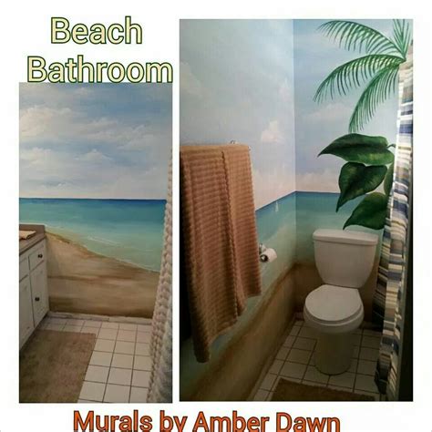 Beach Bathroom Hand Painted Wall Mural Idea Beach Bathrooms