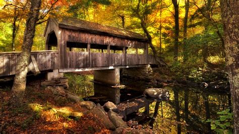 Covered Bridge In Autumn Wallpapers Wallpaper Cave