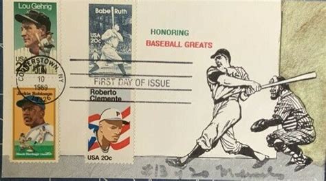 2417 Lou Gehrig Combo Babe Ruth Jackie Robinson Roberto Clemente Combo United States General