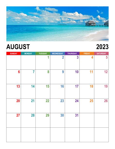August 2023 Calendar Printable Free Pdf