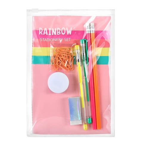 Candy Rainbow Series Stationery Set With Pen Miniso