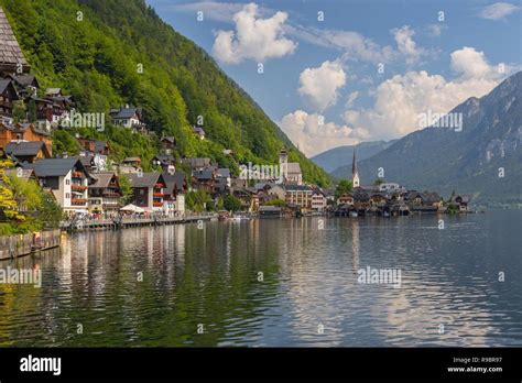 View Across Lake Hallstattersee To World Heritage Lakeside Town In The