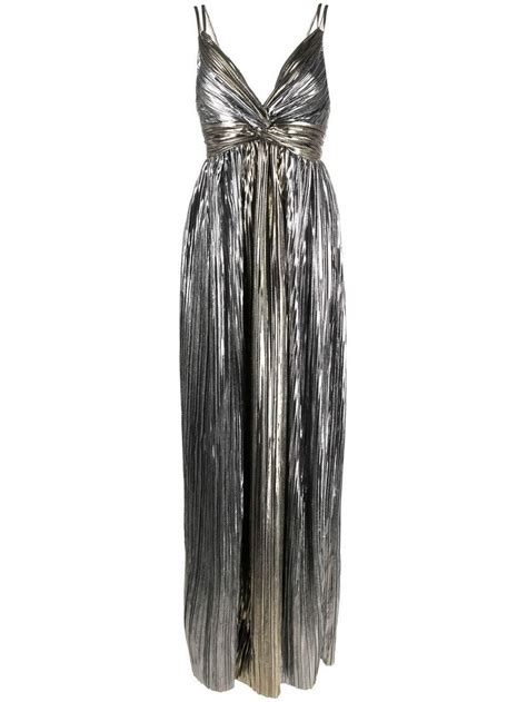 Sabina Musayev Pleated Maxi Dress In Silver White Lyst