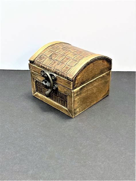 Vintage Wood Treasure Chest Trinket Box Rustic Jewelry Box Etsy