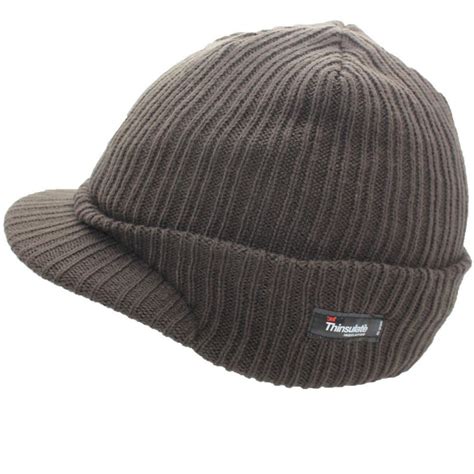 Thinsulate Peaked Knitted Khaki Beanie Hat Winter Hat One Size Ebay
