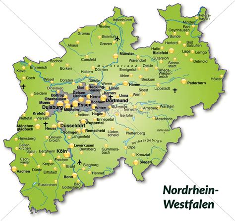 Karte Von Nordrhein Westfalen Als Übersichtskarte In Lizenzfreies