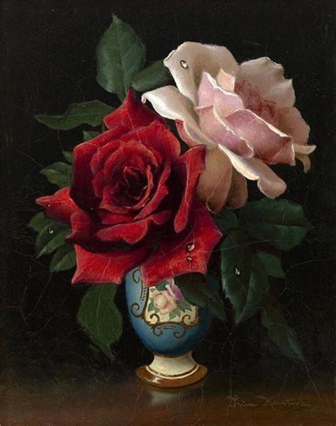 Roses In A Vase Flower Painting Rose Painting Flower Art