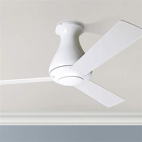 White color changing integrated led brushed nickel ceiling fan with light kit and remote control. 42" Modern Fan Altus Gloss White Flush Mount Ceiling Fan ...