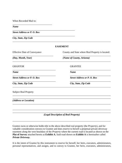 Easement Arizona Form Fill Out And Sign Printable Pdf Template