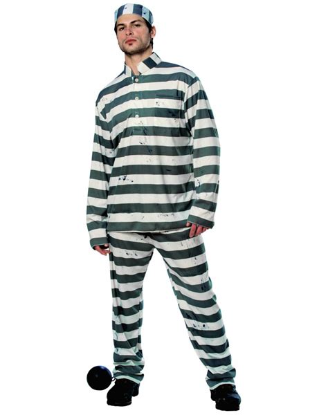 Jailbird Convict Striped Prisoner Costume