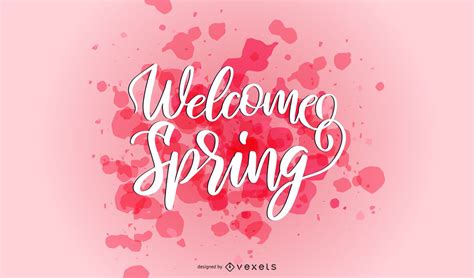 Welcome Spring Splash Lettering Vector Download