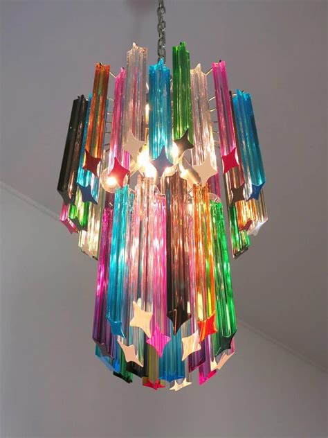 Murano Chandelier Multi Color 44 Quadriedri Prism Mariangela Model