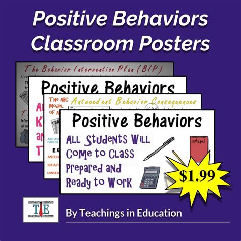 Positive Behavior Intervention Classroom Posters Set To Be Hung Up On A