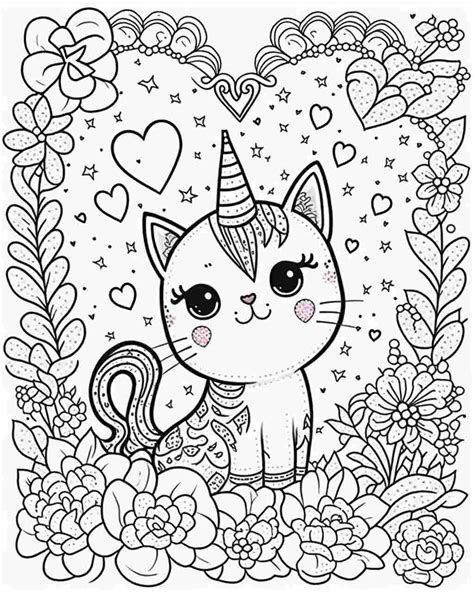 Cat Unicorn Coloring Pages ColoringFunHouse