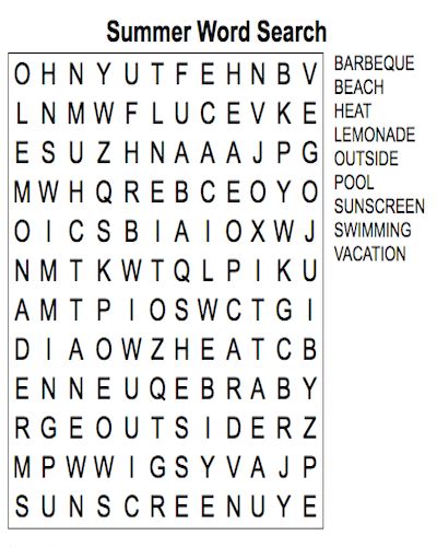 35 Free Printable Summer Word Search Pdf For Fun 2021