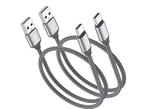Short Usb Type C Cable1ft 2pack Portable Usbc Charger Nylon Braided