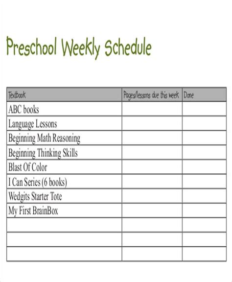 Preschool Schedule Template - 9+ Free Sample, Example Format Download ...