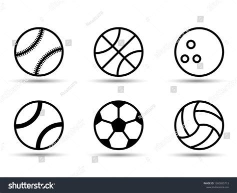 Set Black White Sports Balls Vector Stock Vector Royalty Free