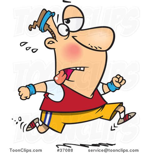 Cartoon Tired Guy Jogging 37088 By Ron Leishman