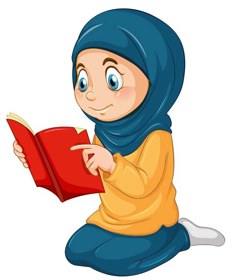 A Muslim Girl Study Qur An Vector Art At Vecteezy