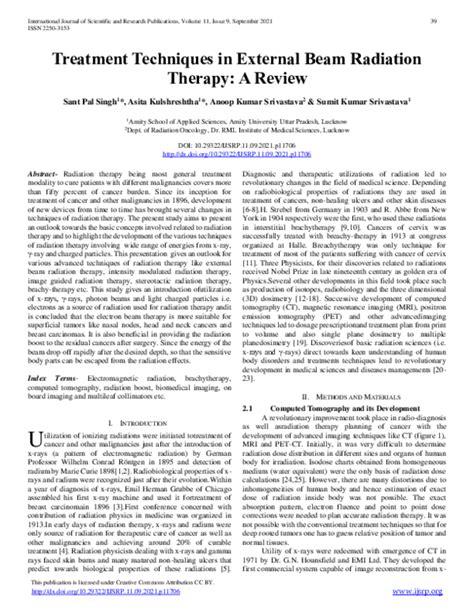 Pdf Treatment Techniques In External Beam Radiation Therapy A Review