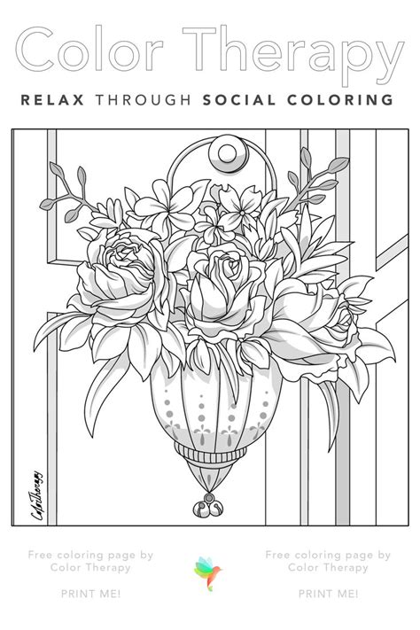 Color Therapy T Of The Day Free Coloring Template Cartoon Coloring Pages Flower Coloring