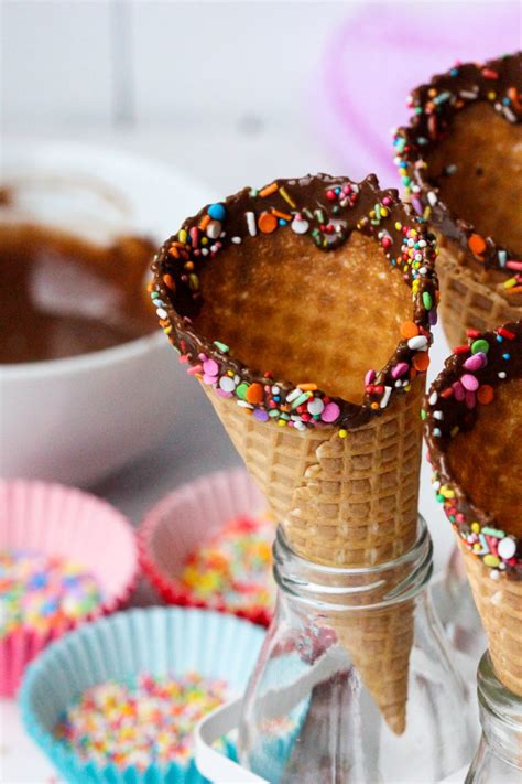 Chocolate Dipped Waffle Cones Laying Gods Table