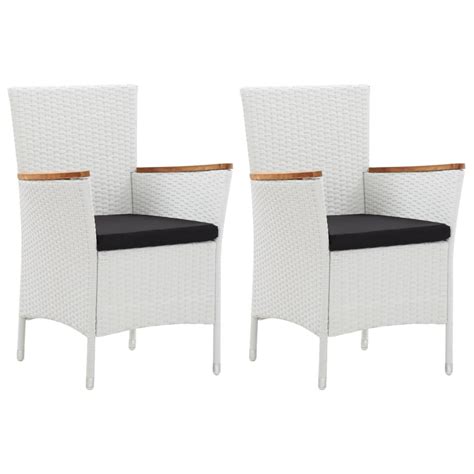 Vidaxl Garden Chairs 2 Pcs White Poly Rattan